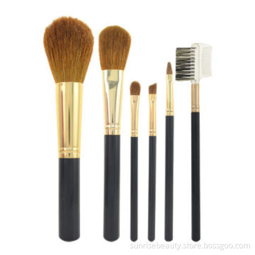 6pcs Professional Soft Synthetic, Hair Black Acrylic Handle, Mini Travel Makeup Brush Kit